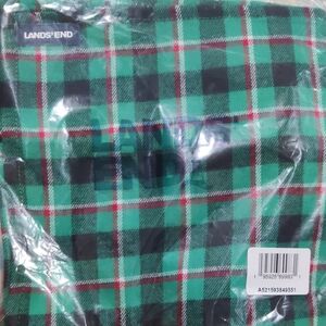 Lands' End Green And Red Checkered Flannel Dog Bandana- Size Medium